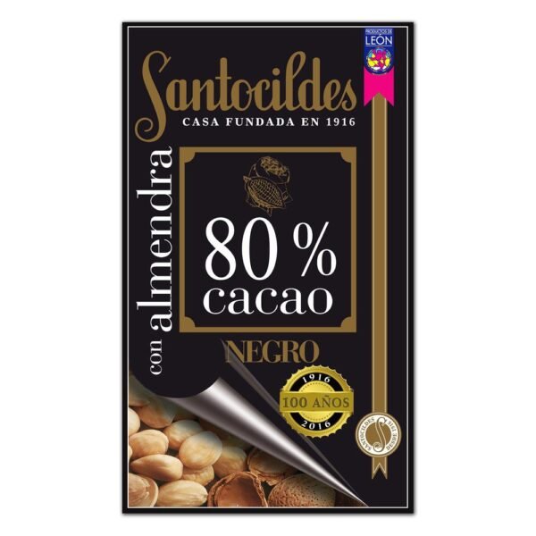 0000129 chocolate negro 80 cacao con almendras 200 grs